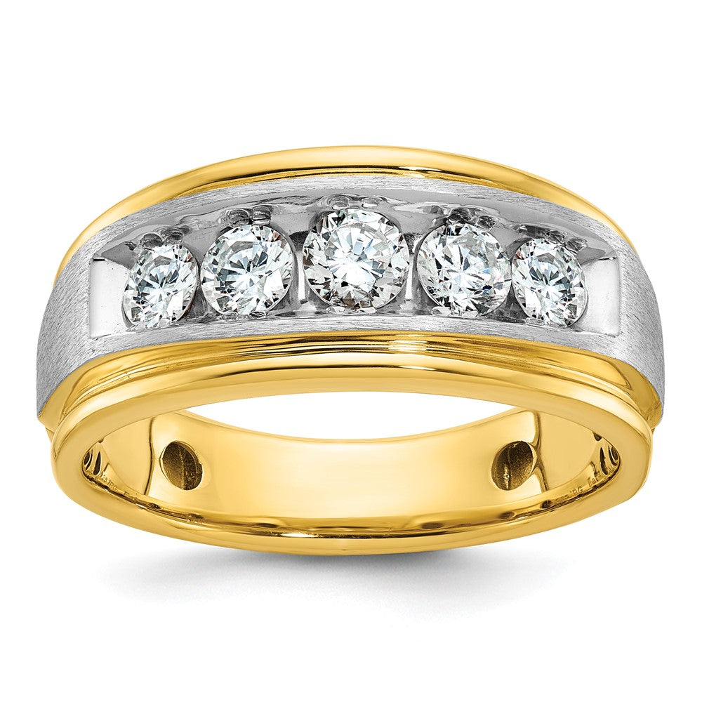 14k Two-tone IBGoodman Men's Polished & Satin 5-Stone Ring Mounting