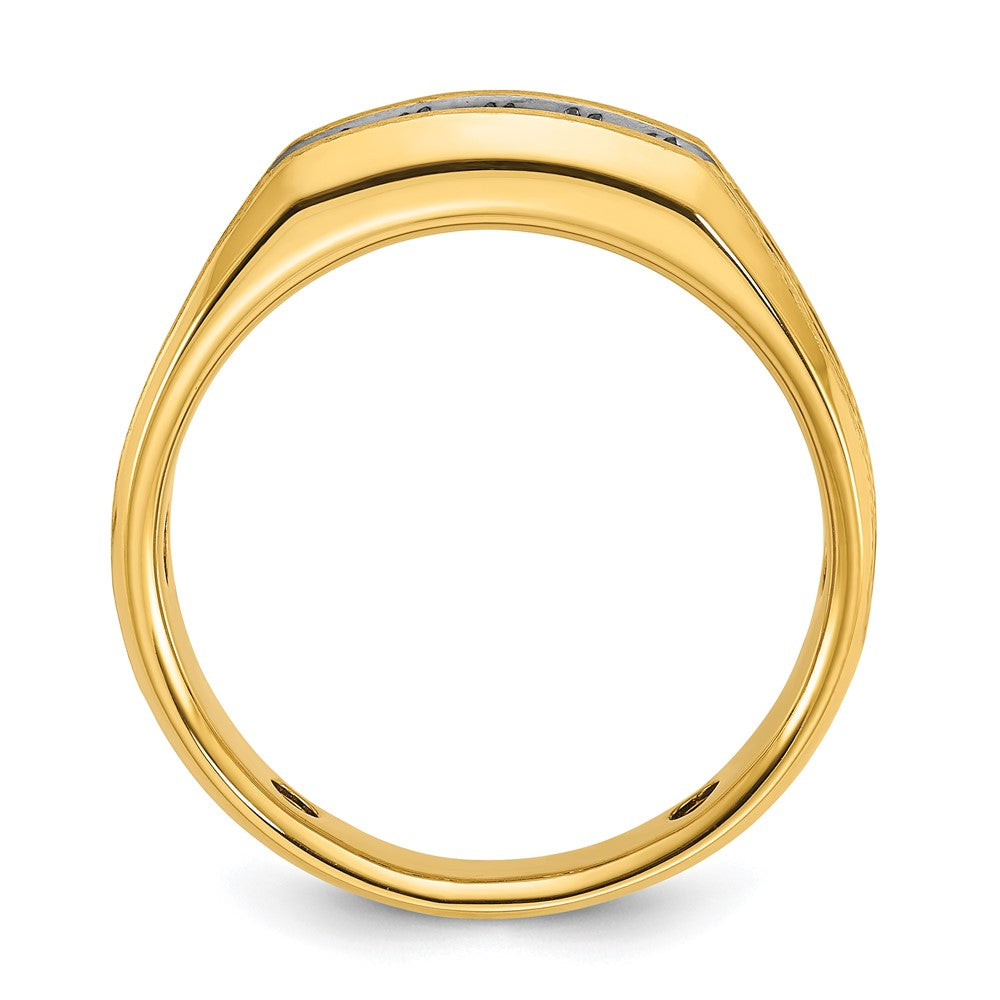 10k w/ Blk RH IBGoodman Men's Satin & Grooved Diamond 5-Stone Ring