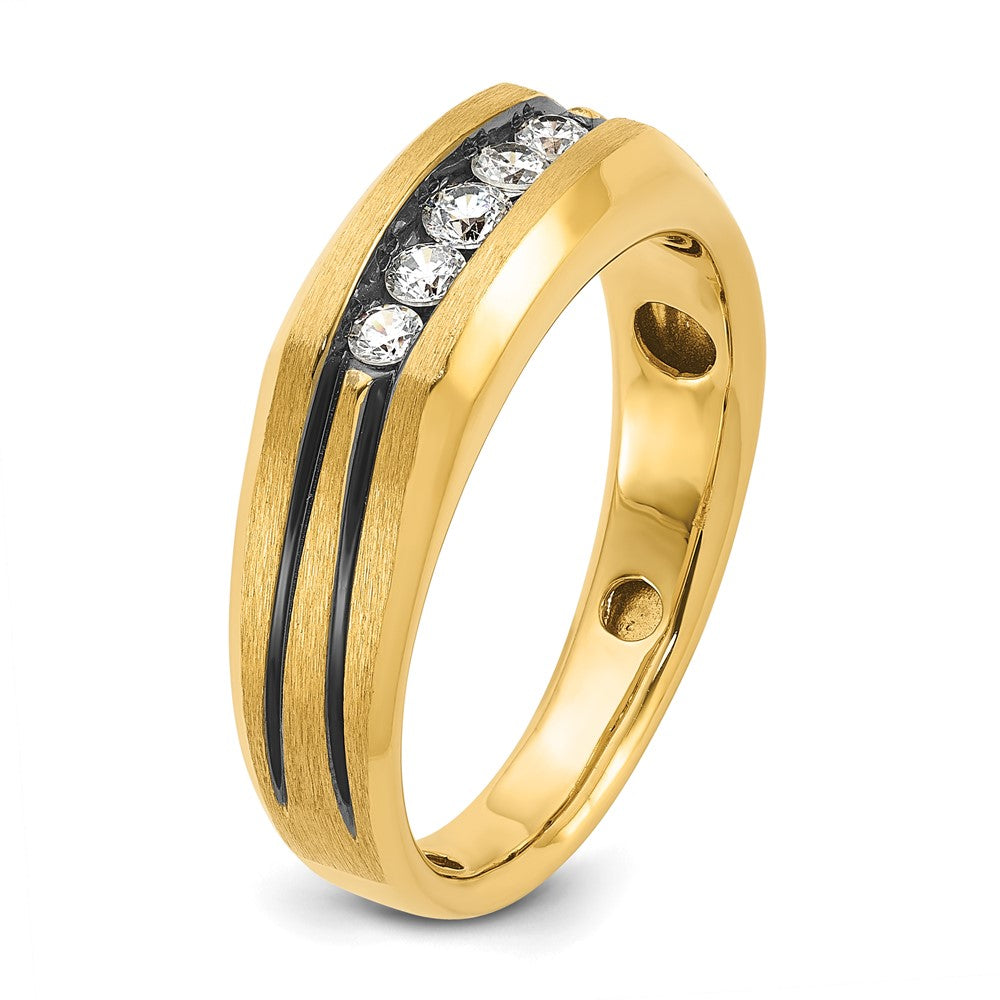10k IBGoodman Men's Polished Satin & Grooved 5-Stone Ring Mounting