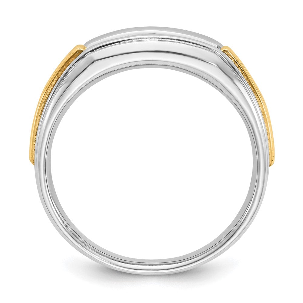 14k Two-tone IBGoodman Men's Polished & Grooved 5-Stone Ring Mtg