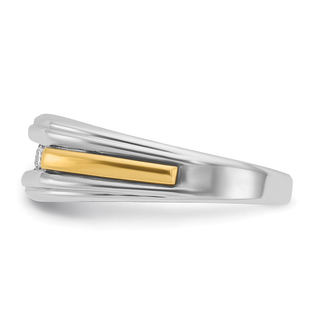 14ktt IBGoodman Men's Polished & Grooved 5-Stone Diamond Ring