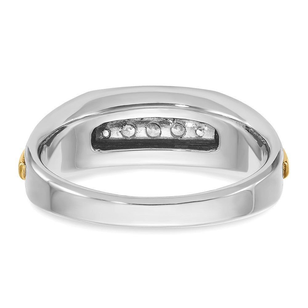 14k Two-tone IBGoodman Men's Polished & Grooved 5-Stone Ring Mtg