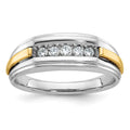 14ktt IBGoodman Men's Polished & Grooved 5-Stone Diamond Ring