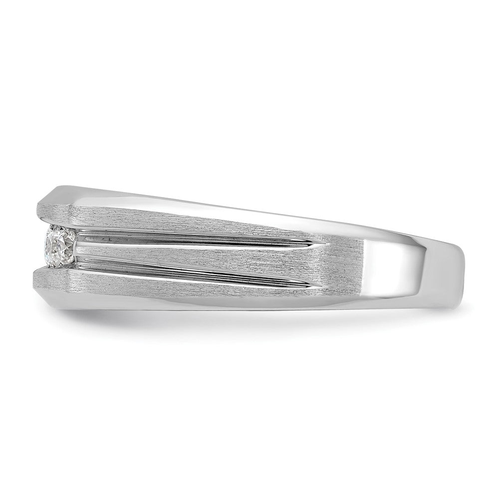 14k White Gold Polished/Satin/Grooved 5 Stone Men's Ring Mounting