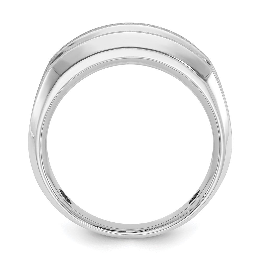 14k White Gold IBGoodman Men's Polished & Satin 5-Stone Diamond Ring