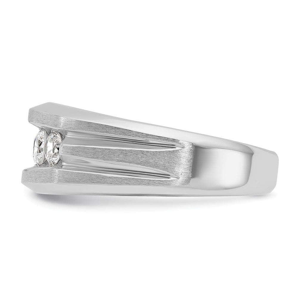 14k White Gold IBGoodman Men's Polished & Satin 5-Stone Diamond Ring