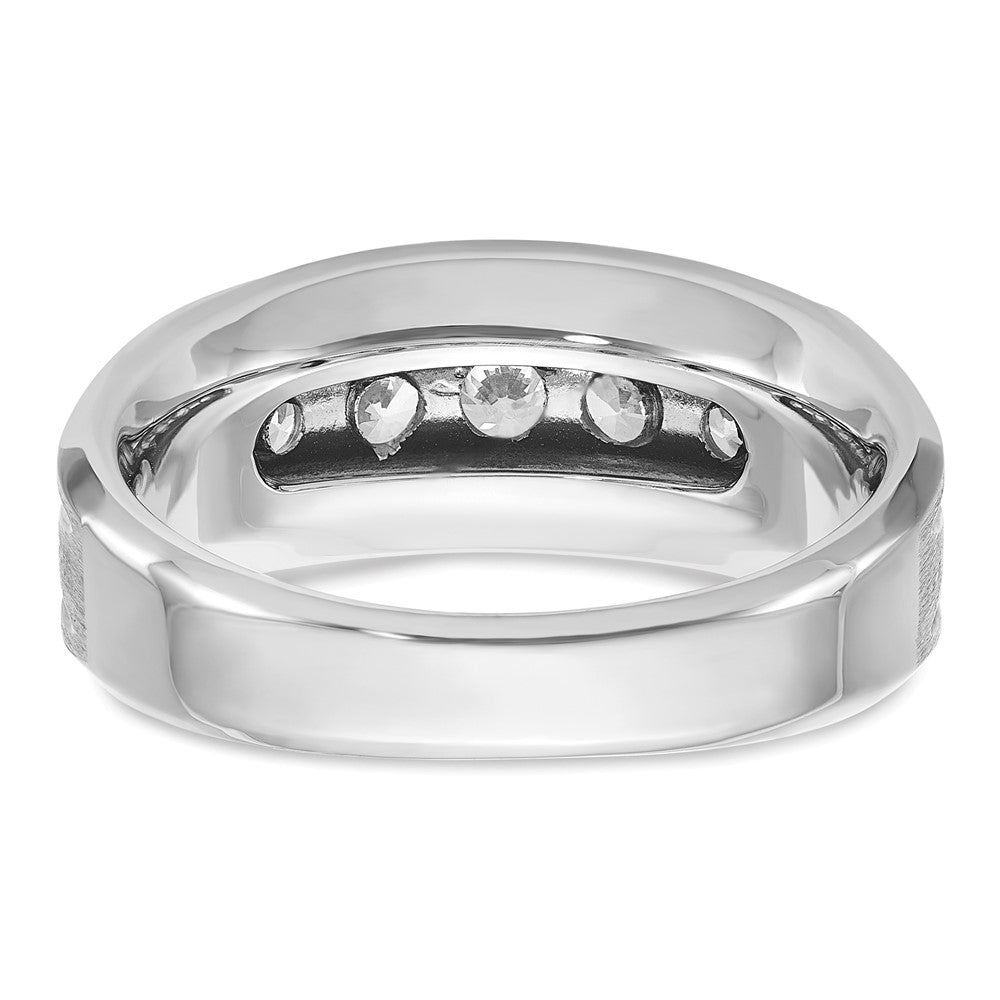 14k White Gold IBGoodman Men's Polished & Satin 5-Stone Ring Mounting
