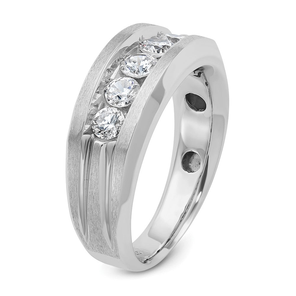 14k White Gold IBGoodman Men's Polished & Satin 5-Stone Ring Mounting