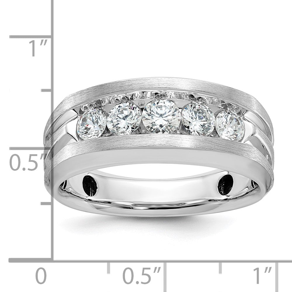 14k White Gold IBGoodman Men's Polished & Satin 5-Stone Diamond Ring