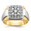 10k Two-tone IBGoodman Men's Polished and Satin Diamond Ring