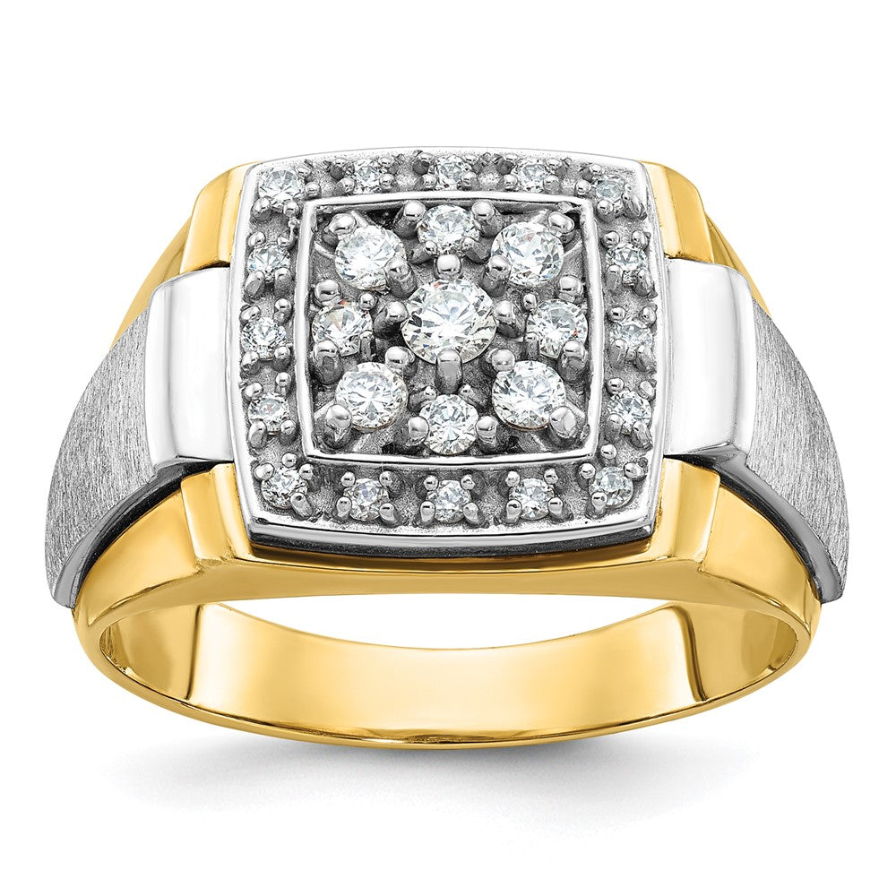 14k Two-tone IBGoodman Men's Polished and Satin Ring Mounting