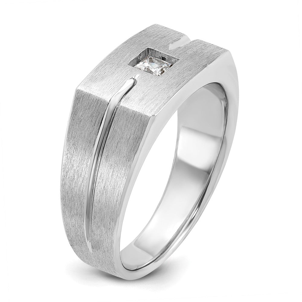 14k White Gold IBGoodman Men's Polished/Satin Diamond Complete Ring