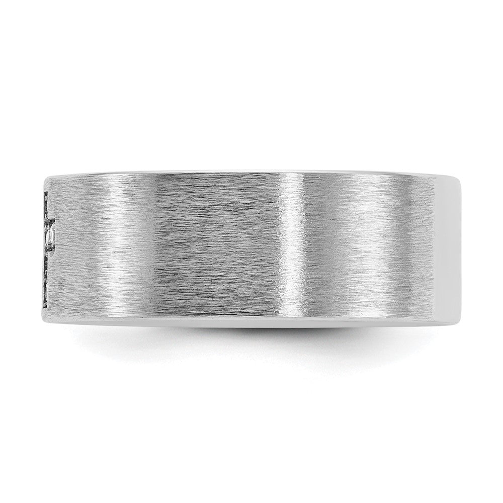 14k White Gold IBGoodman Men's Satin Cross Ring Mounting