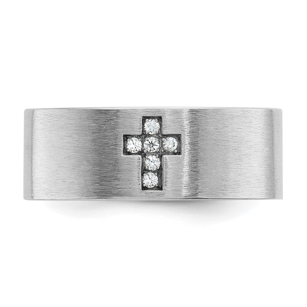 14k White Gold IBGoodman Men's Satin Cross Ring Mounting