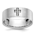 14k White Gold IBGoodman Men's Satin 1/20 Carat Diamond Cross Ring