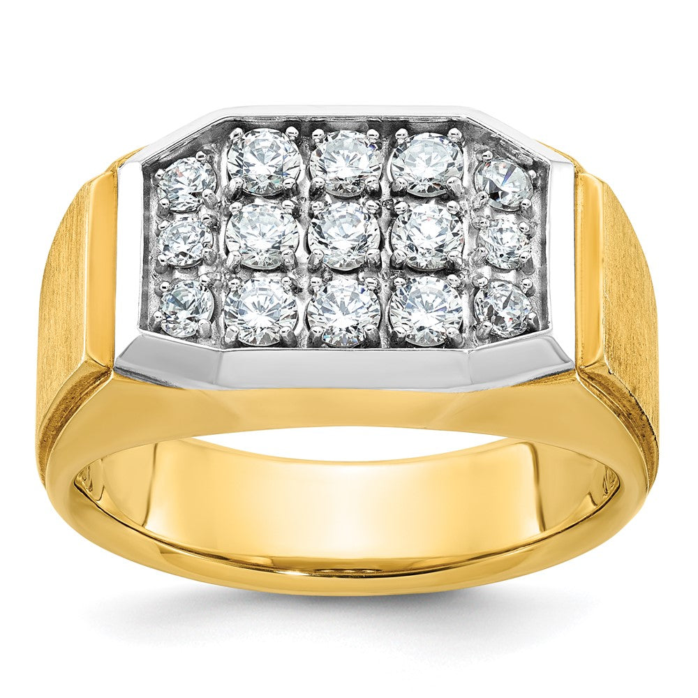 10k w/ White RH IBGoodman Men's Polished & Satin Diamond Cluster Ring