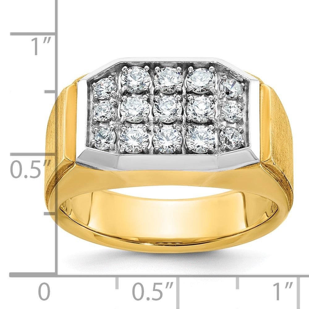 14k w/ White RH IBGoodman Men's Polished & Satin Diamond Cluster Ring