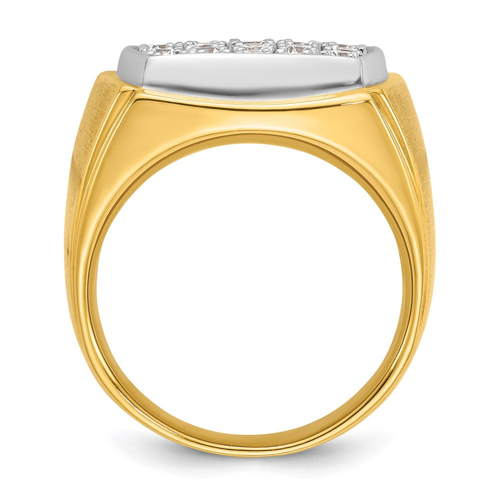 10k Two-tone IBGoodman Men's Polished and Satin Cluster Diamond Ring