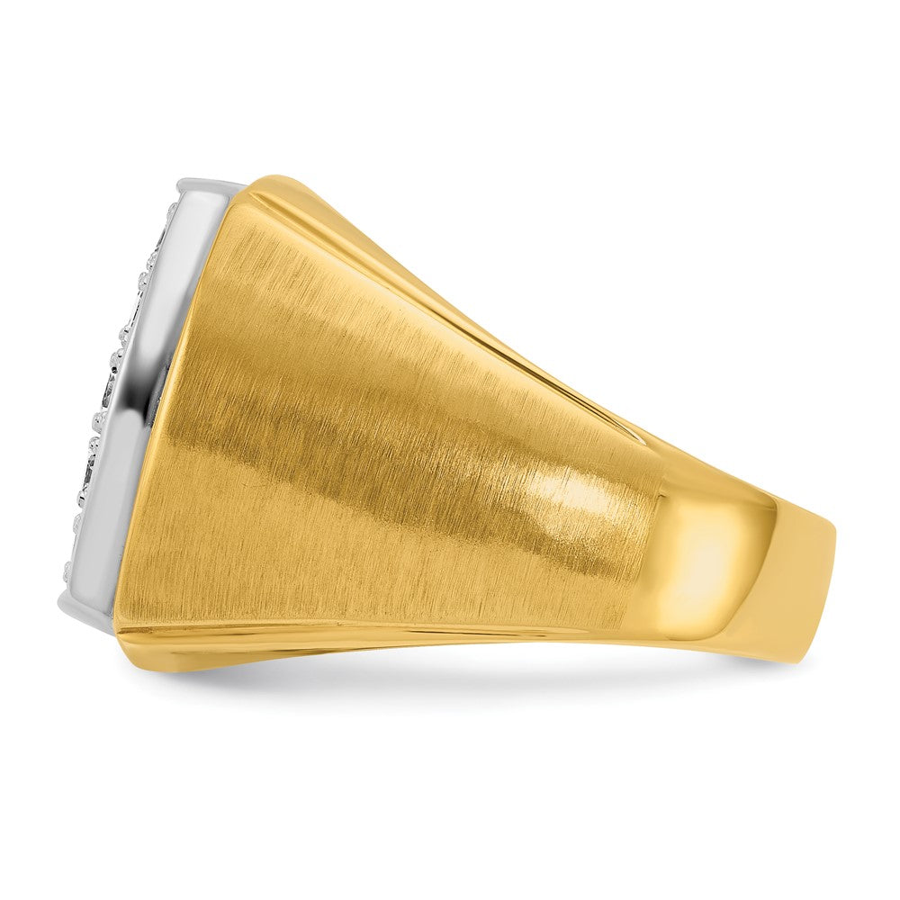 10k Two-tone IBGoodman Men's Polished and Satin Cluster Diamond Ring