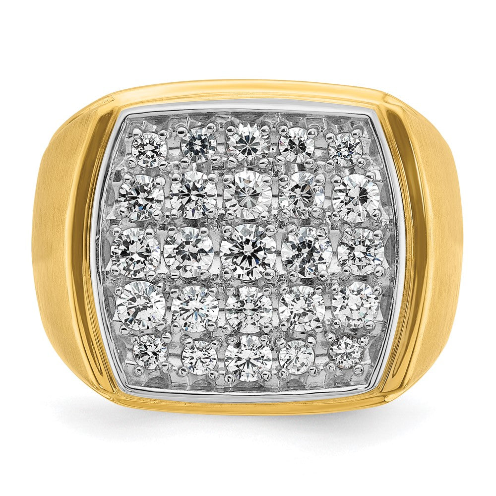 10k Two-tone IBGoodman Men's Polished and Satin Cluster Diamond Ring