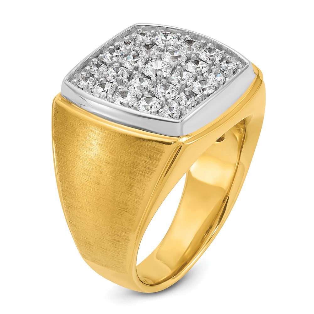 10k Two-tone IBGoodman Men's Polished and Satin Cluster Diamond Ring