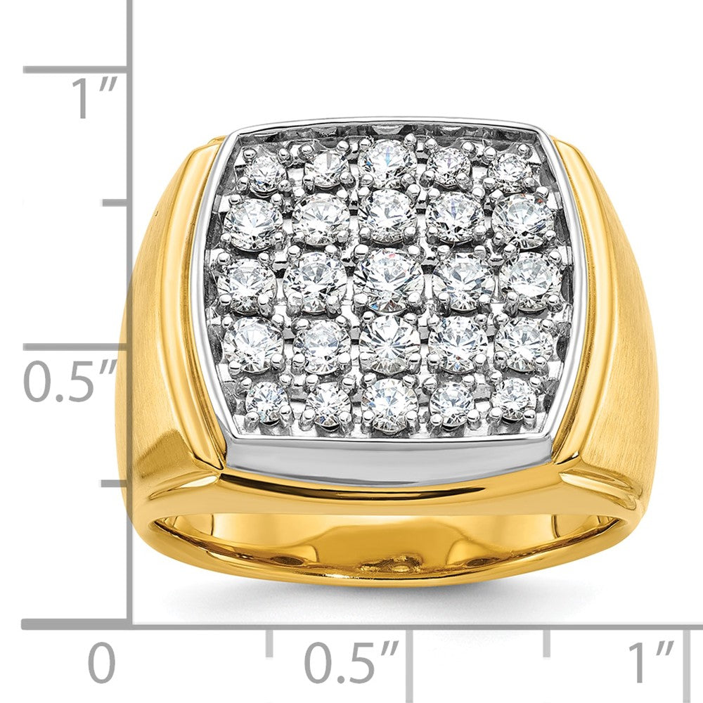 10k Two-tone IBGoodman Men's Polished and Satin Cluster Diamond Ring