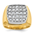 14k Two-tone IBGoodman Men's Polished and Satin Cluster Diamond Ring