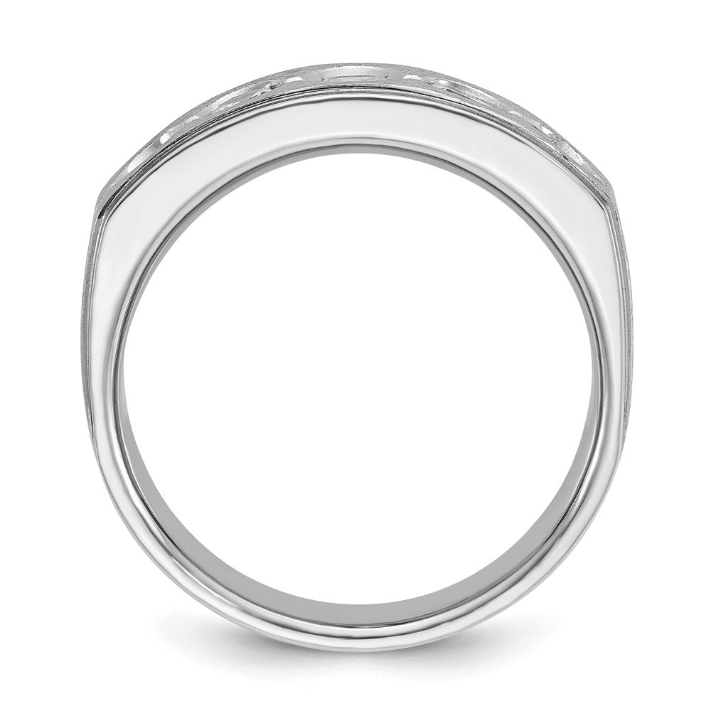 14k White Gold IBGoodman Men's Polished/Satin Diamond Complete Ring