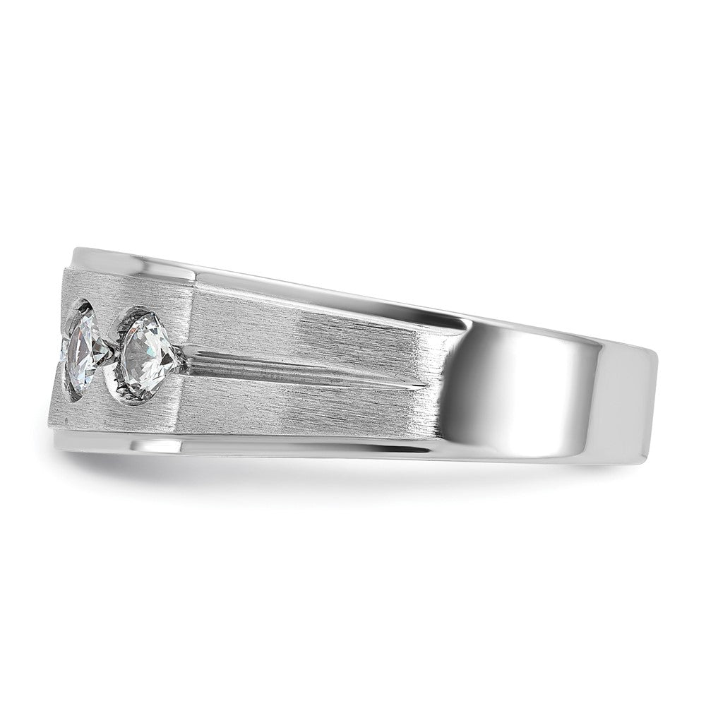 14k White Gold IBGoodman Men's Polished/Satin Diamond Complete Ring