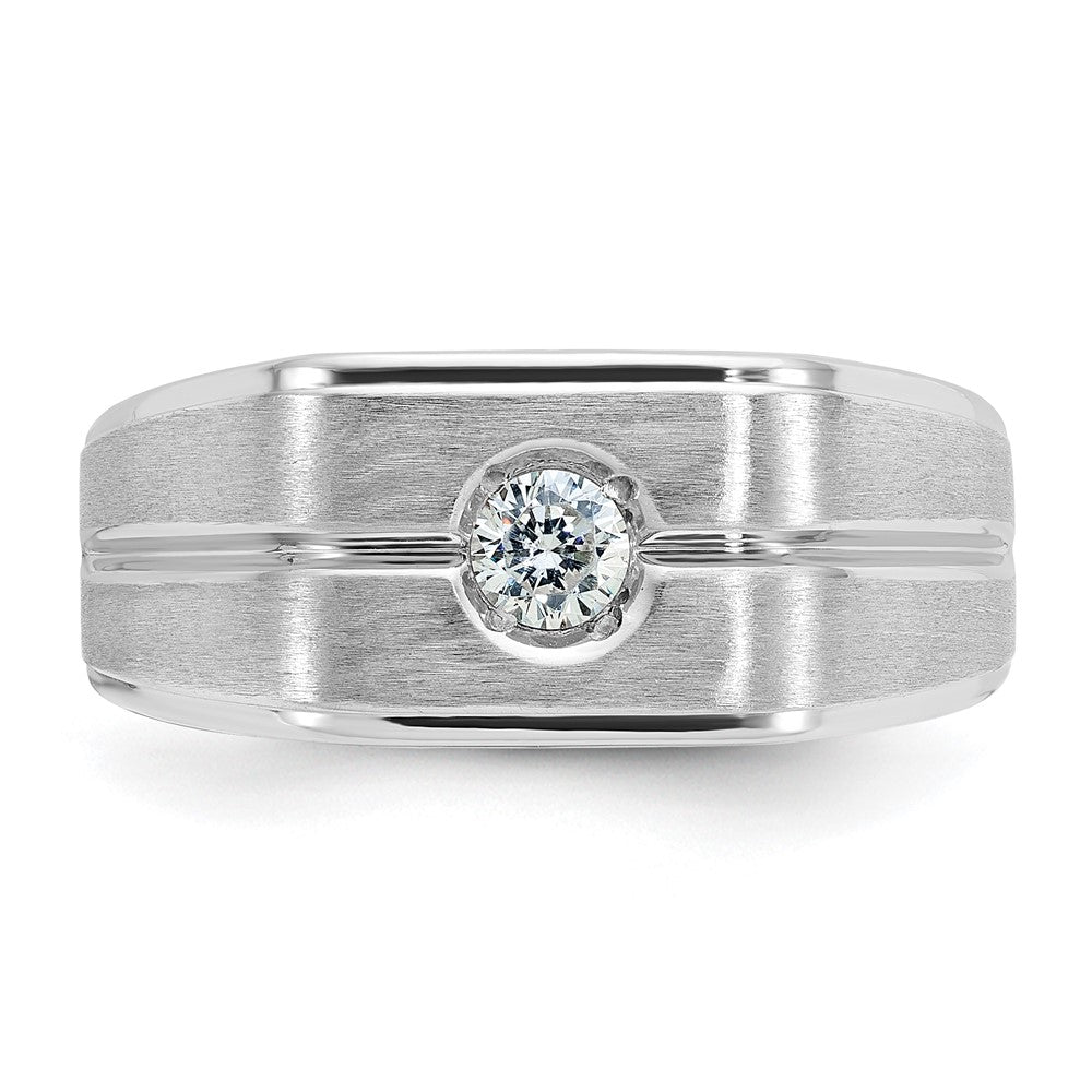 14k White Gold IBGoodman Men's Polished/Satin Diamond Complete Ring