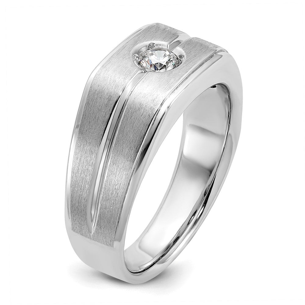 14k White Gold IBGoodman Men's Polished/Satin Diamond Complete Ring