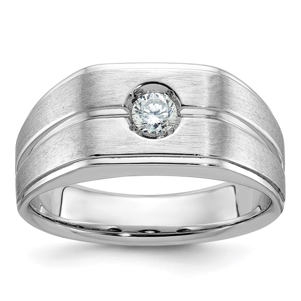14k White Gold IBGoodman Men's Polished/Satin Diamond Complete Ring