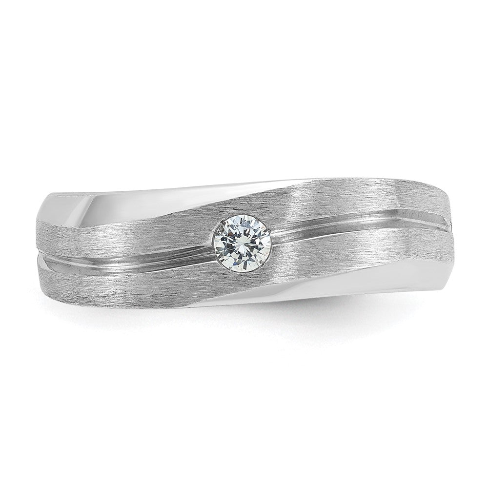 14k White Gold IBGoodman Men's Polished/Satin Diamond Complete Ring