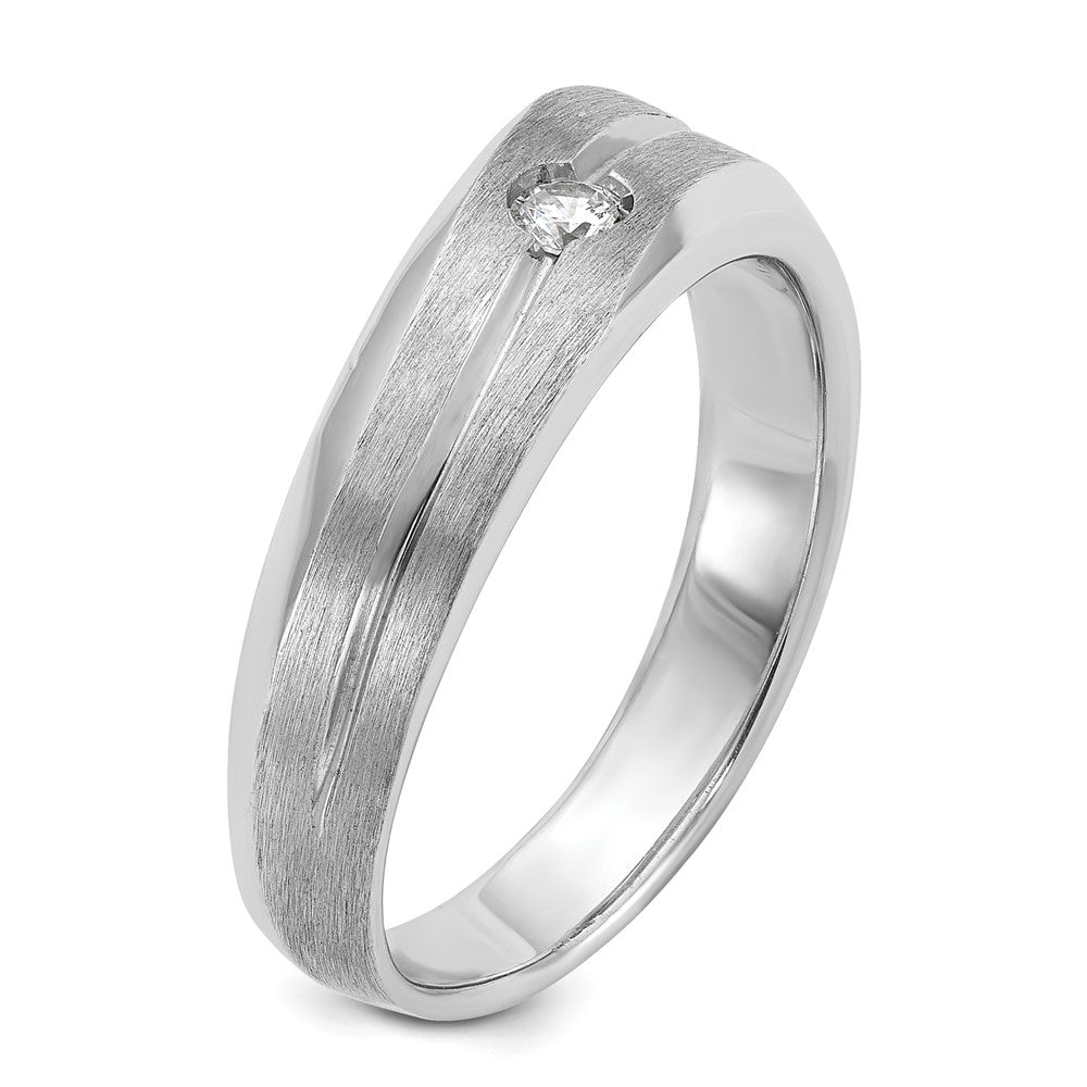 14k White Gold IBGoodman Men's Polished/Satin Diamond Complete Ring