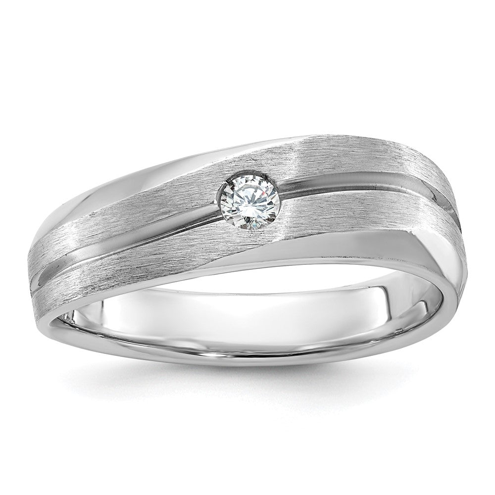 14k White Gold IBGoodman Men's Polished/Satin Diamond Complete Ring