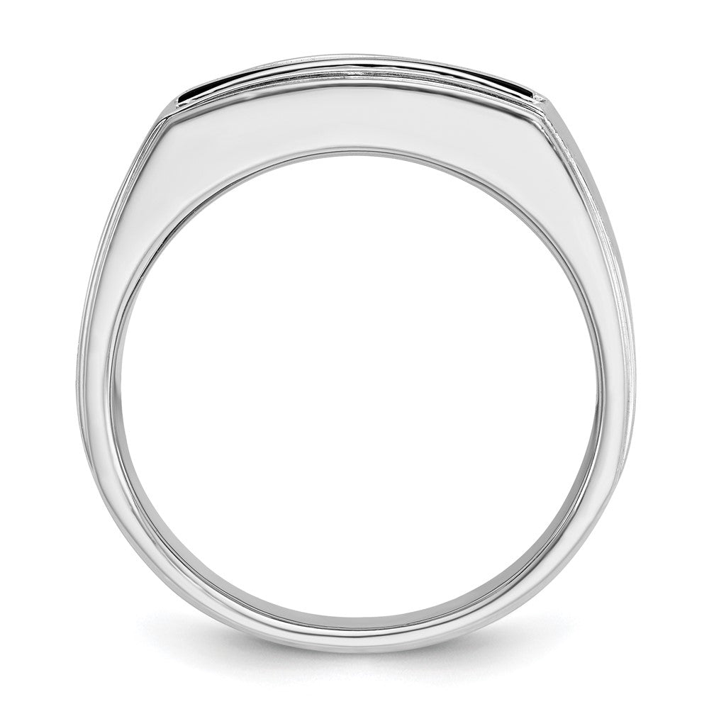 14k White Gold IBGoodman Men's Polished & Satin Onyx & Diamond Ring