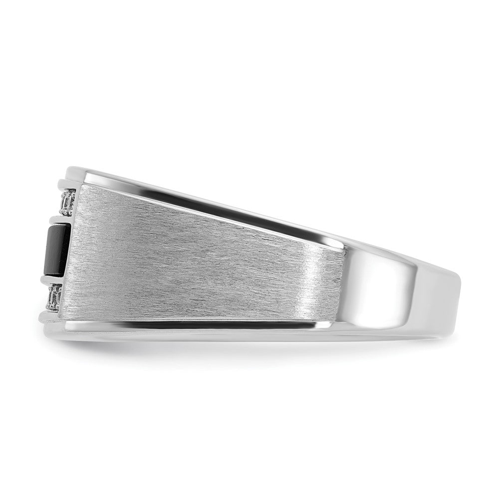 14k White Gold IBGoodman Men's Polished & Satin Onyx & Diamond Ring