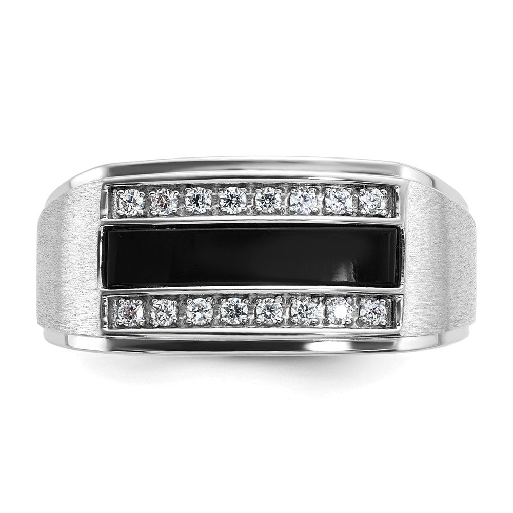 14k White Gold IBGoodman Men's Polished and Satin Gemstone Ring Mtg
