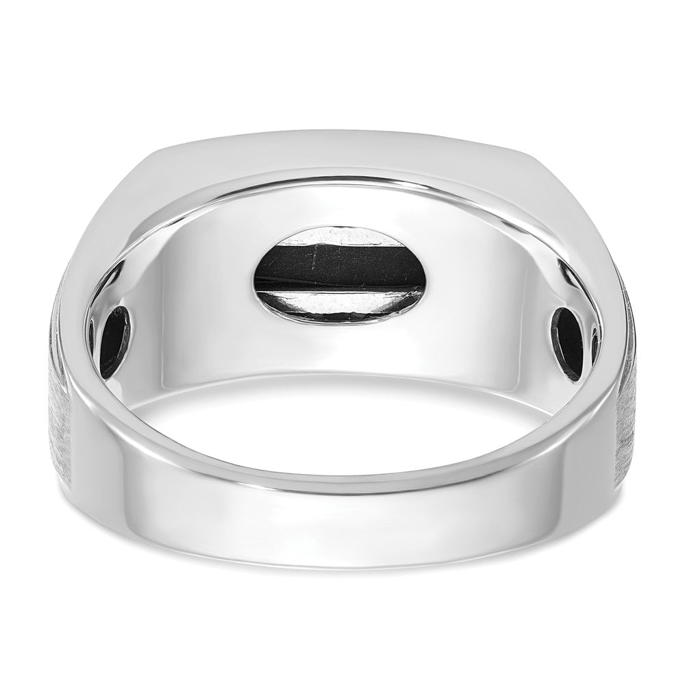 14k White Gold IBGoodman Men's Polished & Satin Onyx & Diamond Ring