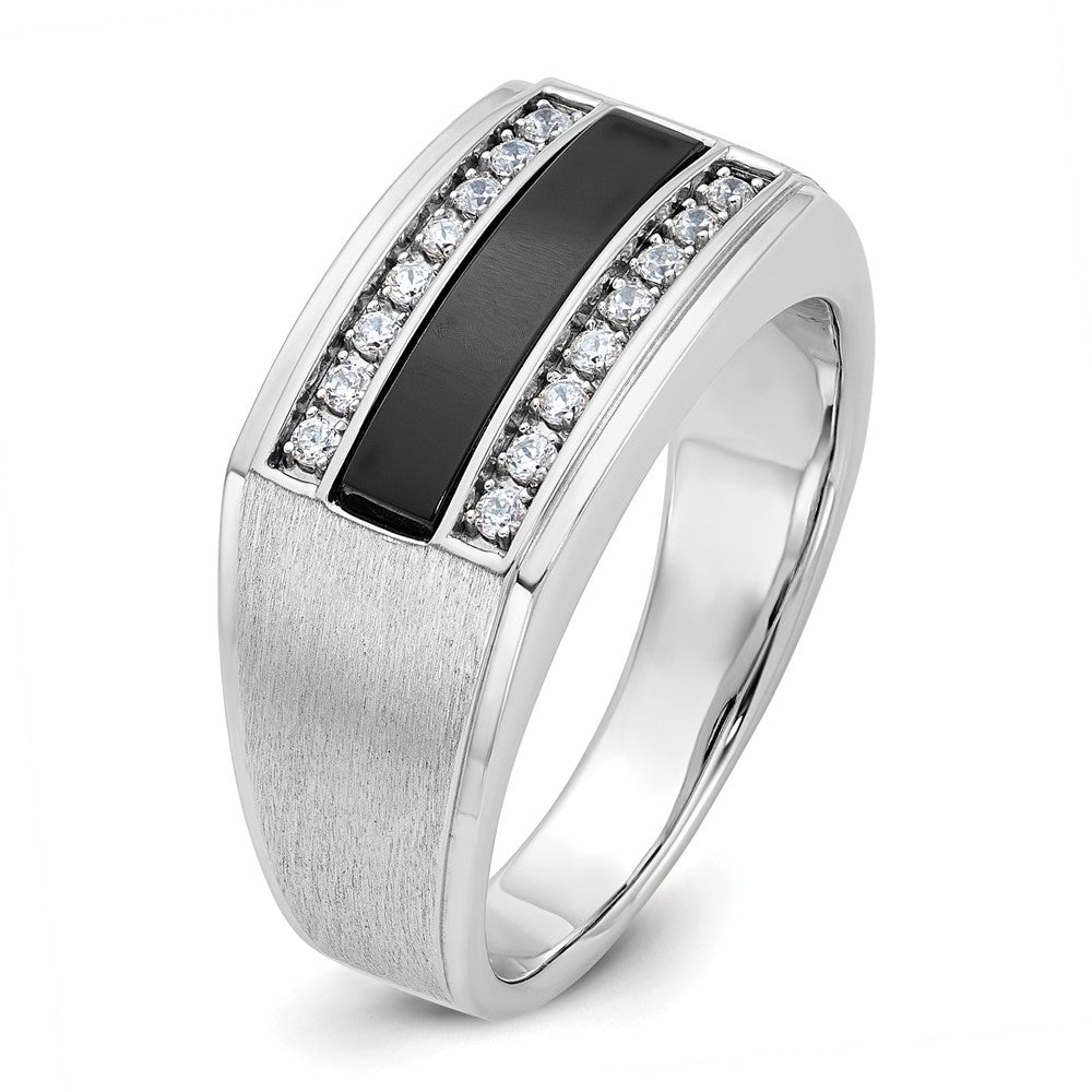 14k White Gold IBGoodman Men's Polished and Satin Gemstone Ring Mtg