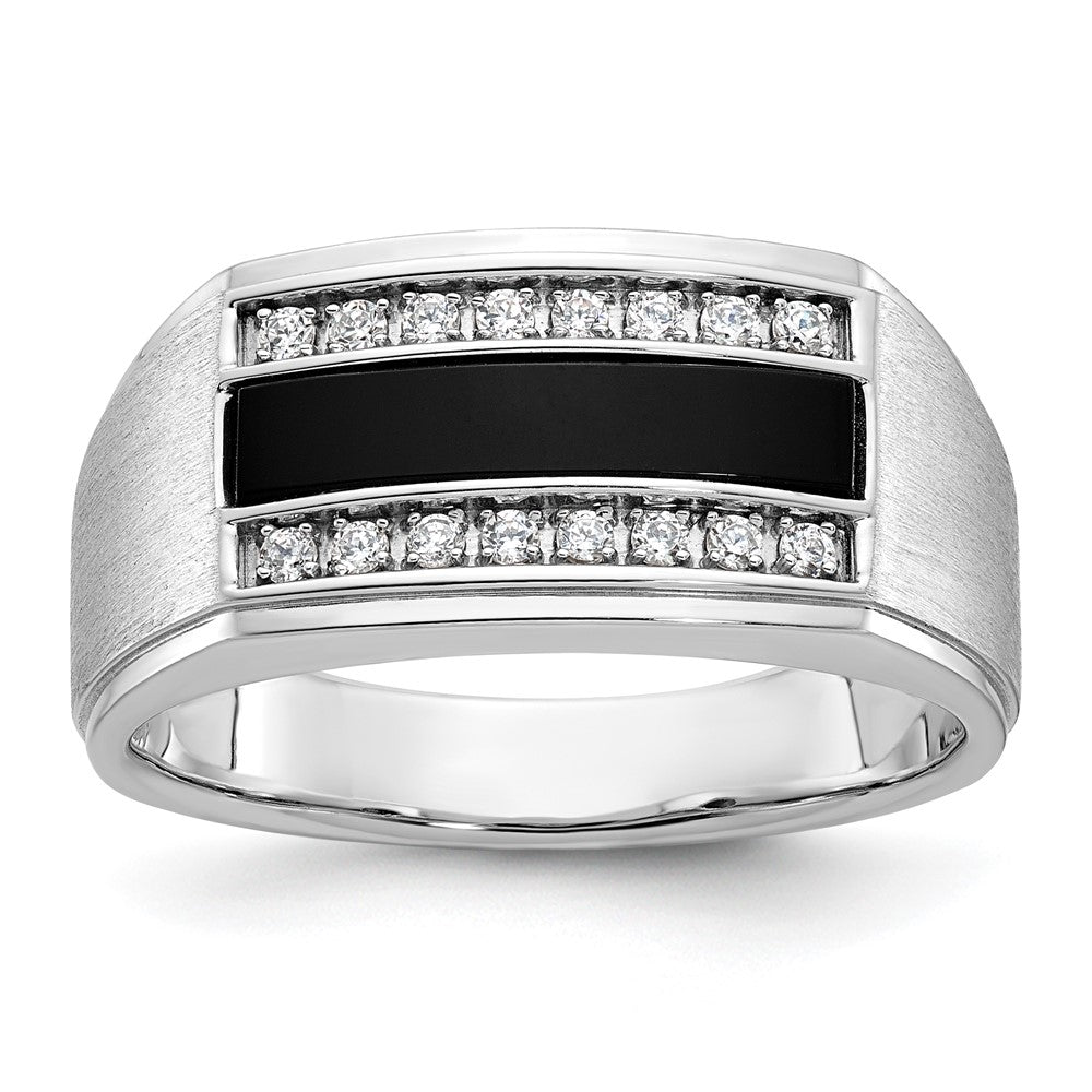 14k White Gold IBGoodman Men's Polished and Satin Gemstone Ring Mtg