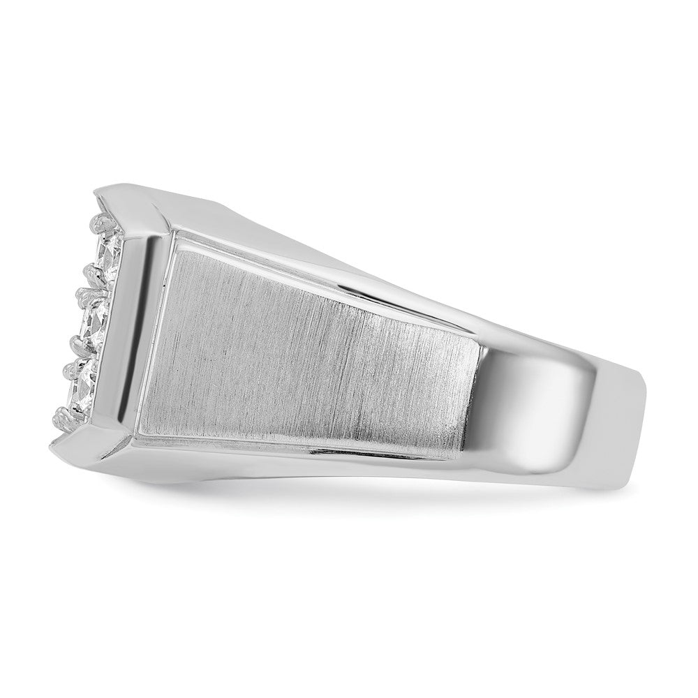 14k White Gold IBGoodman Men's Polished & Satin Diamond Cluster Ring