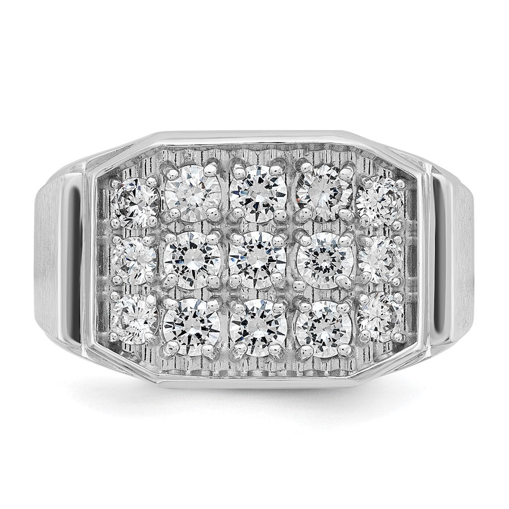 14k White Gold IBGoodman Men's Polished & Satin Diamond Cluster Ring