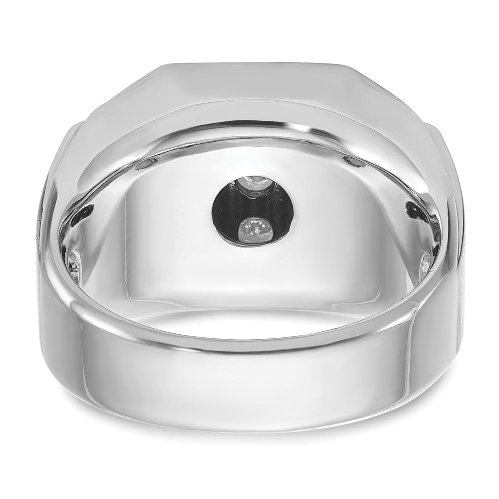 14k White Gold IBGoodman Men's Polished & Satin Diamond Cluster Ring