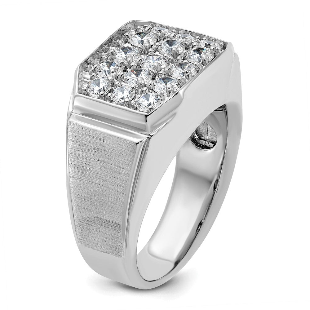 14k White Gold IBGoodman Men's Polished & Satin Diamond Cluster Ring