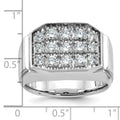 14k White Gold IBGoodman Men's Polished & Satin Diamond Cluster Ring