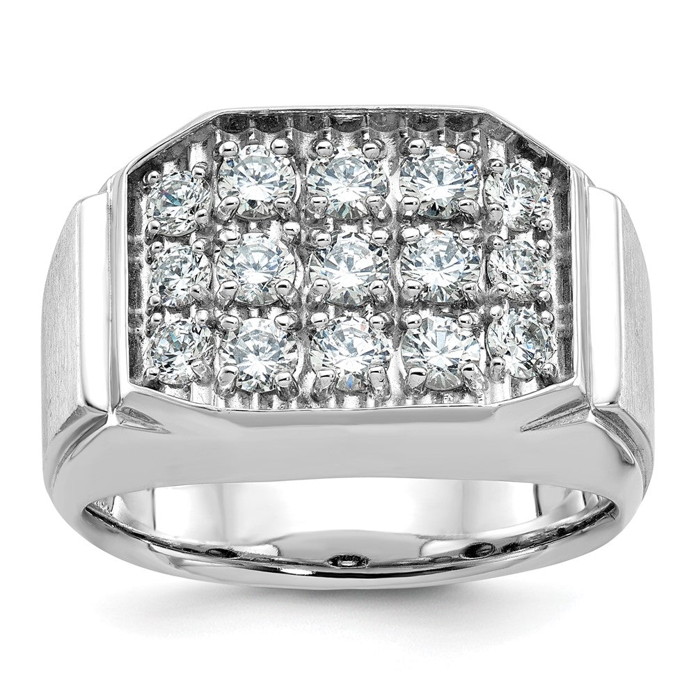14k White Gold IBGoodman Men's Polished & Satin Cluster Ring Mounting