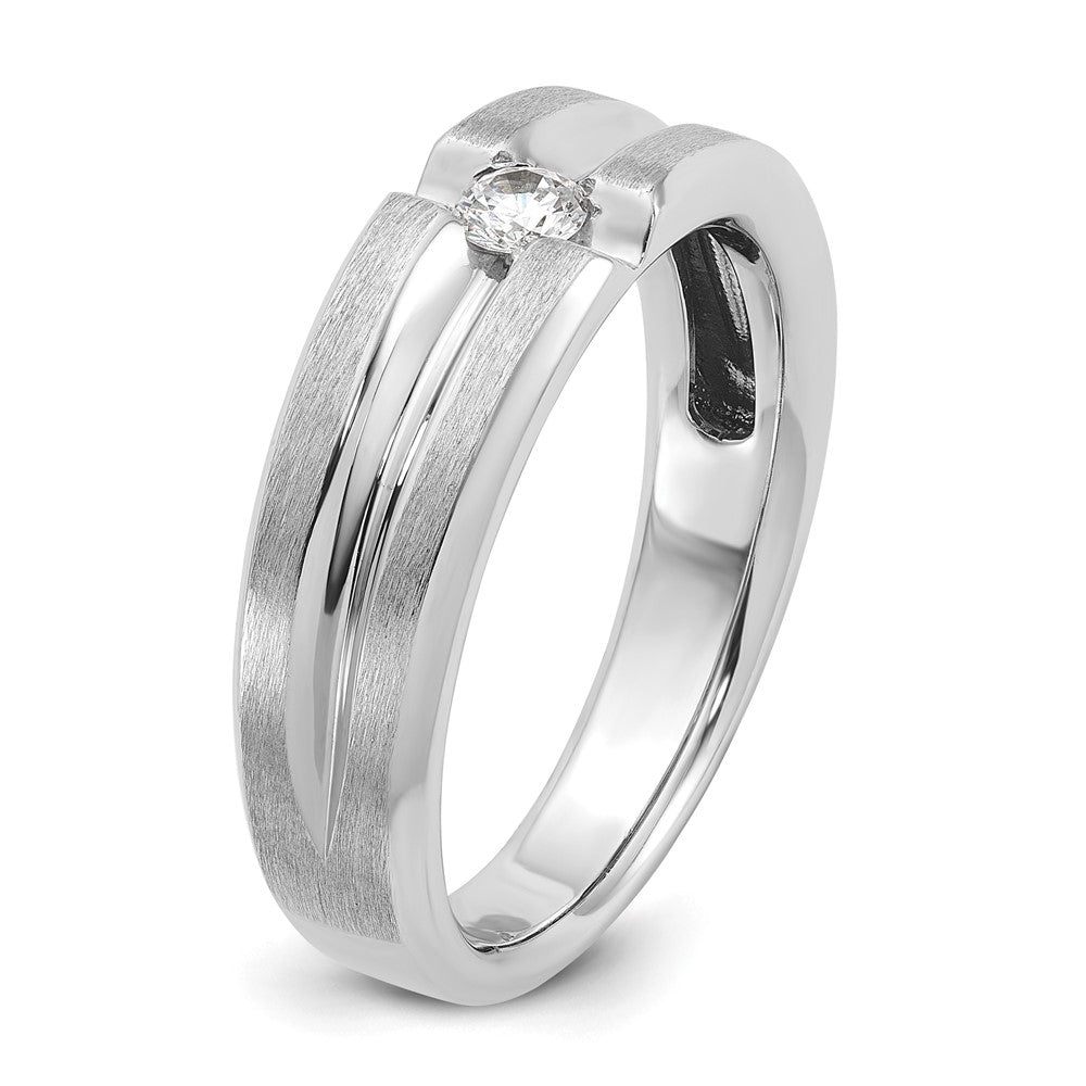 14k White Gold IBGoodman Men's Polished/Satin Diamond Complete Ring
