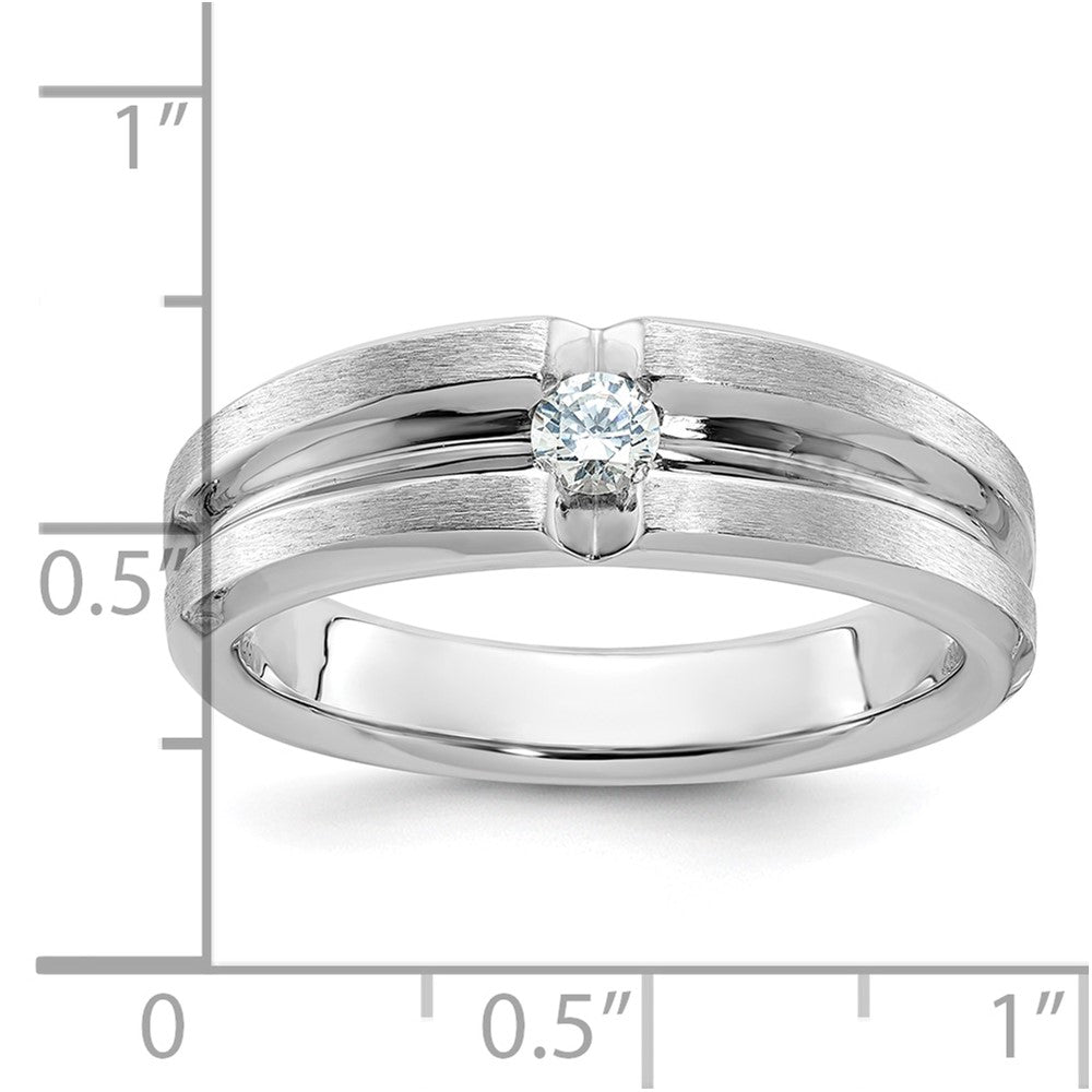 14k White Gold IBGoodman Men's Polished/Satin Diamond Complete Ring