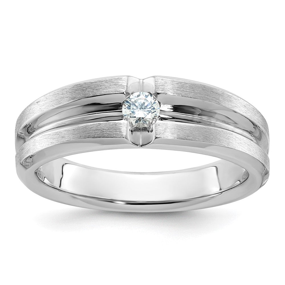 14k White Gold IBGoodman Men's Polished/Satin Diamond Complete Ring